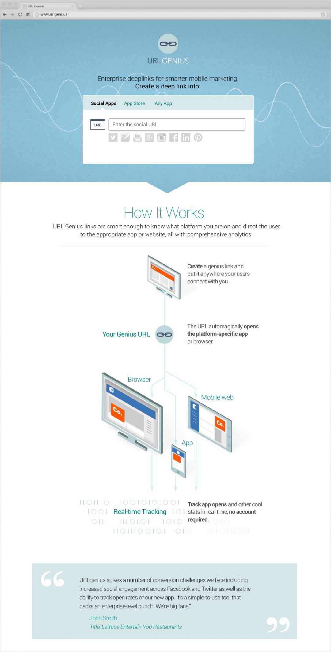 URL Genius Telegraf Design